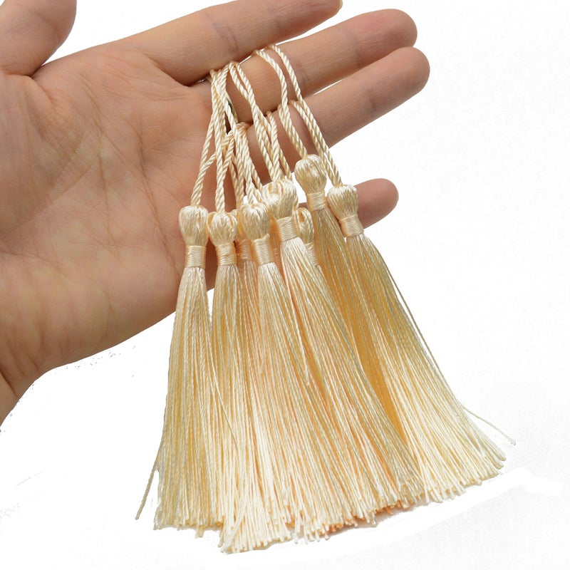 Makhry Tassels 100pcs Bookmark Tassels with Tight Knot 13cm/5 Inch for Crafts Bookmarks Jewelry Making Graduation Gifts DIY Phone Accessory (Cream) - Image 5